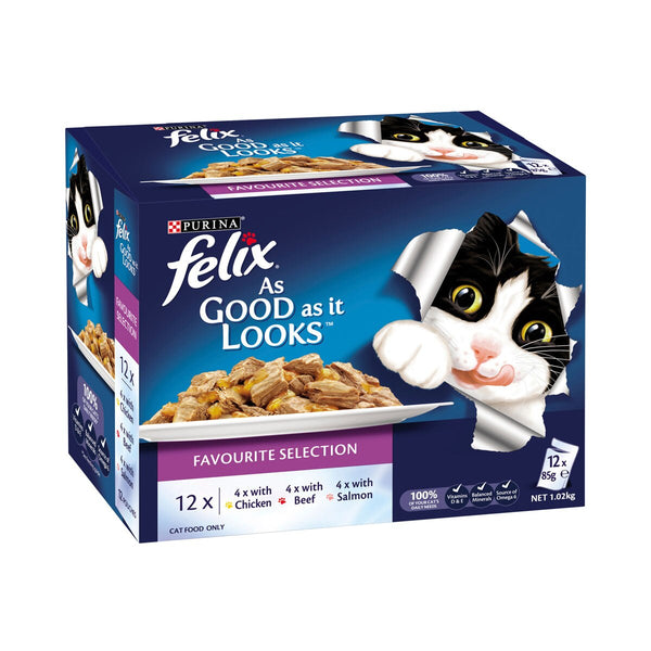 PURINA Felix Favorites Selection Pouch Wet Cat Food| 12 × 85g